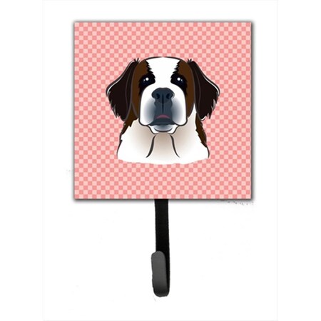 Carolines Treasures Checkerboard Pink Saint Bernard Leash or Key Holder- 4.25 W x 7 H In. BB1246SH4